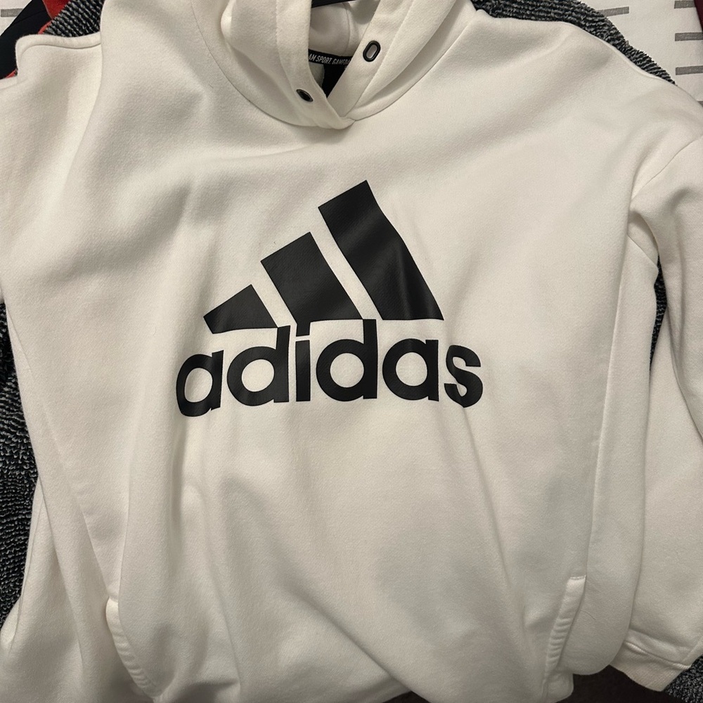 Adidas White Hoodie with Black Logo